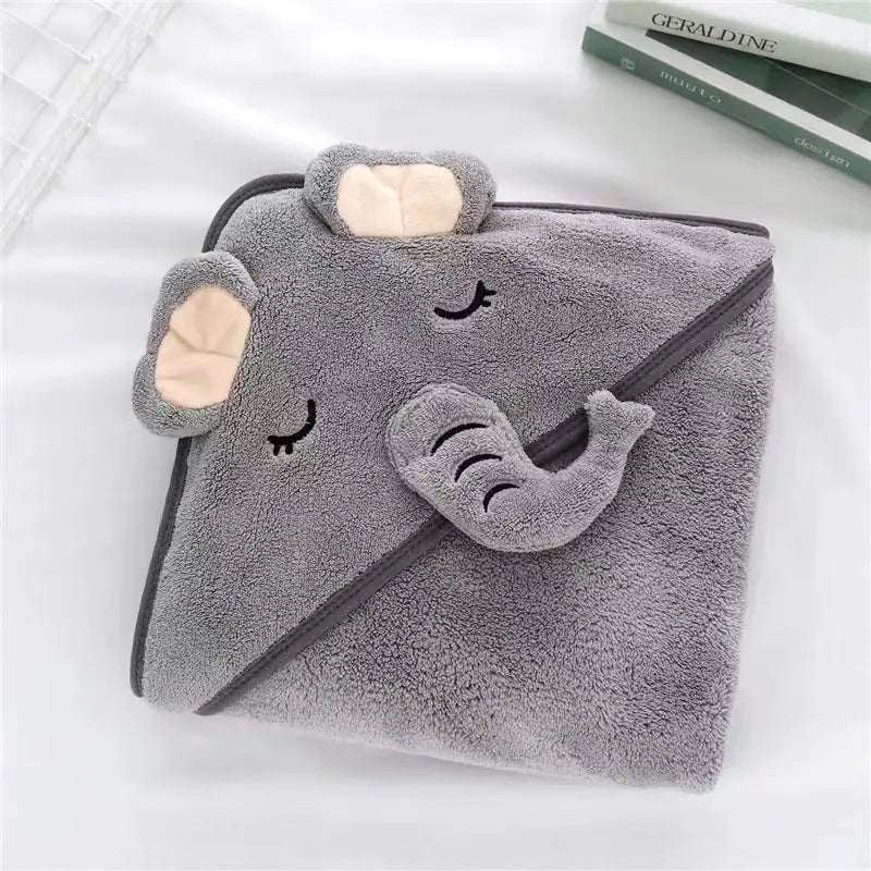 Dluxe Ave. Soft Coral Fleece Hooded Towel for Babies and Kids