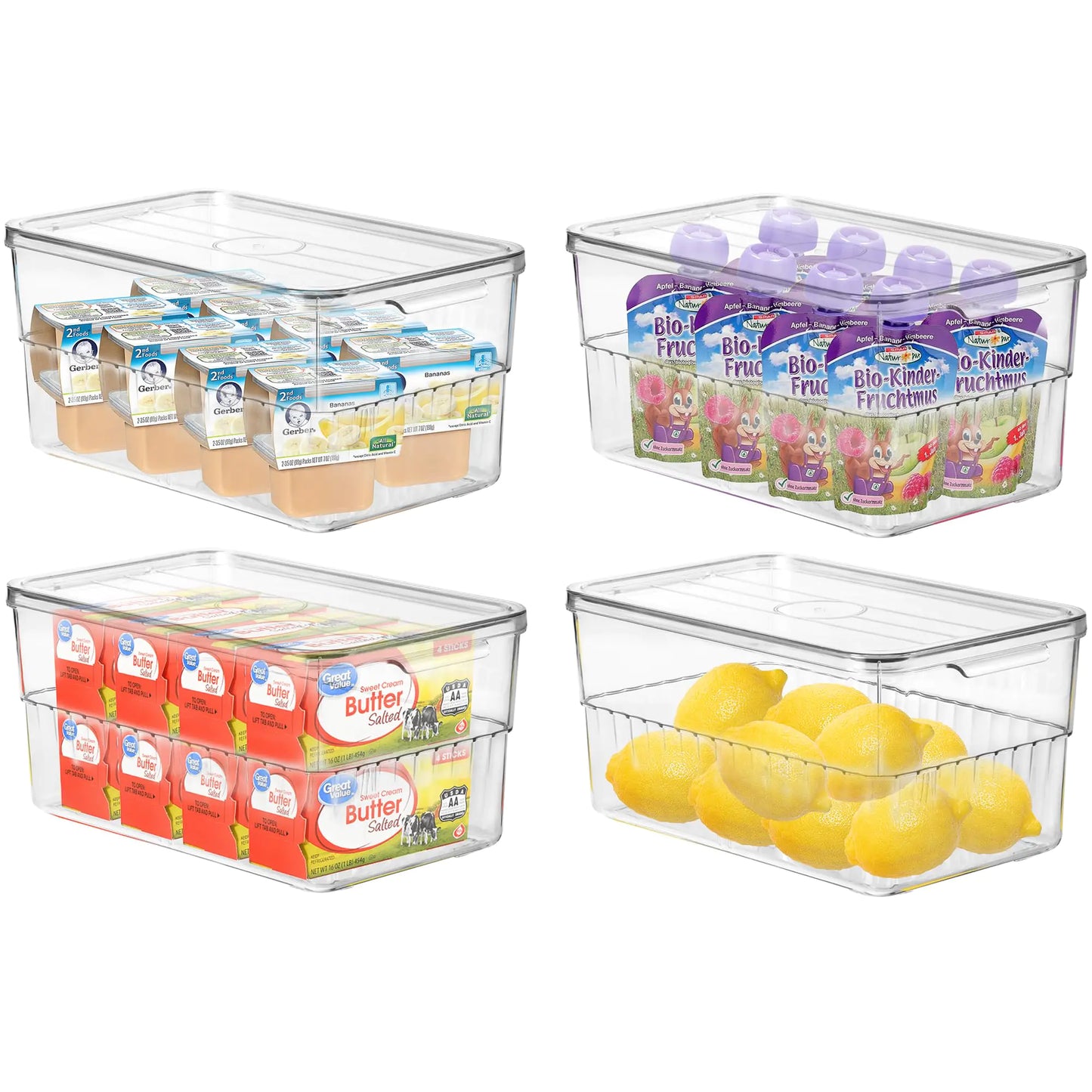 Dluxe Ave.  4-Pack Clear Food Storage Bins/ Medium/ Plastic Containers with Lids/ BPA-Free