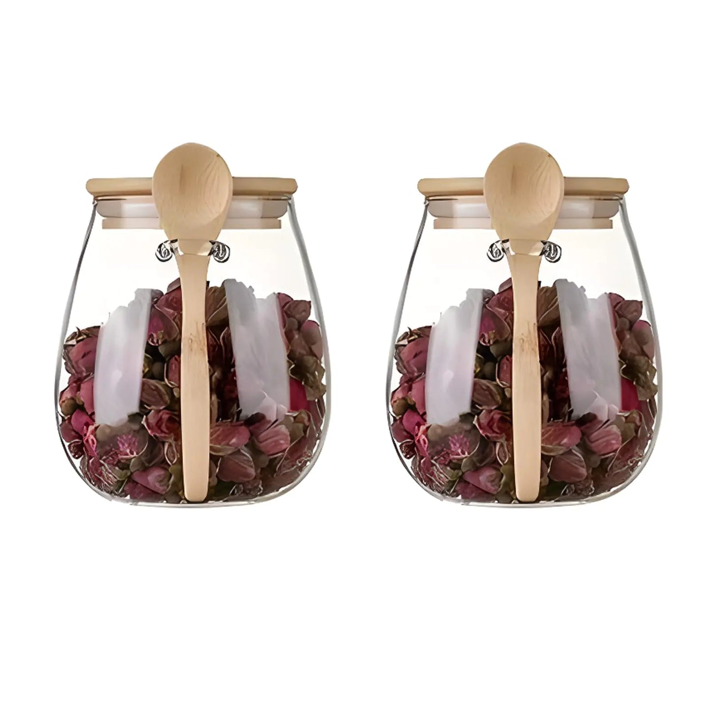 Dluxe Ave. Airtight glass jar storage container with bamboo spoon