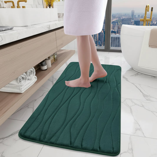 Dluxe Ave. Memory Foam Bathroom Rug Mat, 47x24/ Extra Soft and Absorbent (Dark Green)