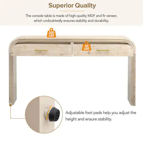 Dluxe Ave. Unique Retro Silhouette Entryway Table With Open Design And Two Top Drawers For Entrance, Dining Room, Living Room