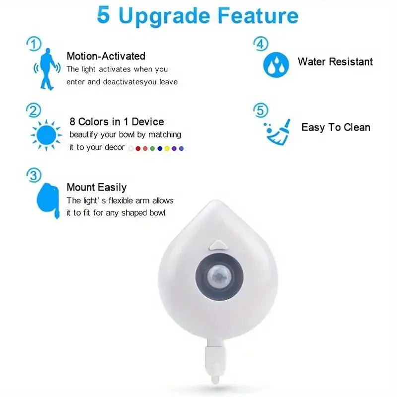 Dluxe Ave. LED Toilet Night Light with Motion Sensor and 8 Colors