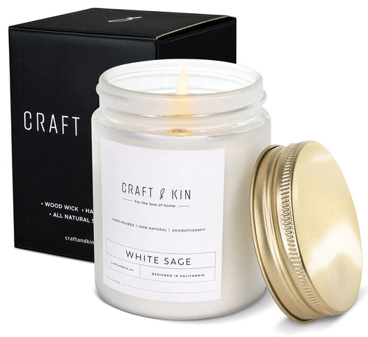 Dluxe Ave. Premium White Sage Candles, Fall Candles, 8 oz for Home/ Scented Soy Men Candles