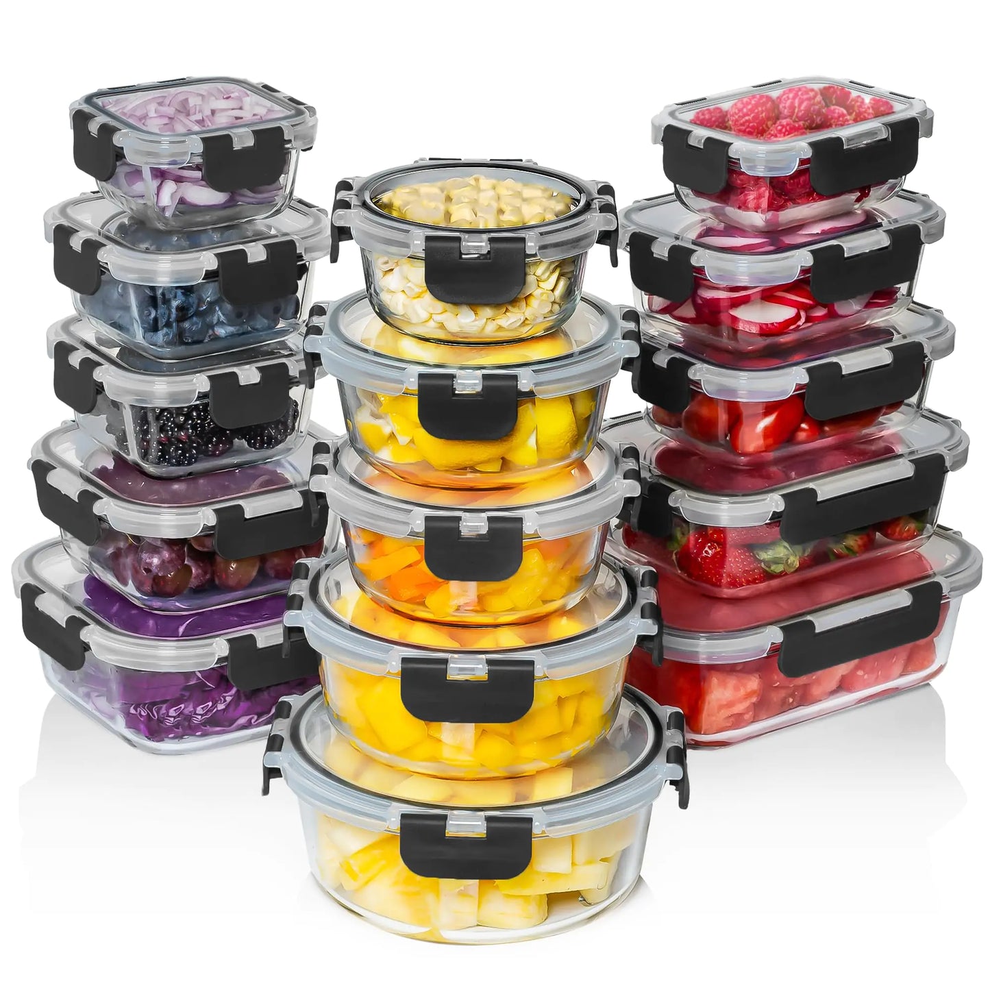 Dluxe Ave. 30 PC Glass Food Storage Containers with Lids /Reusable