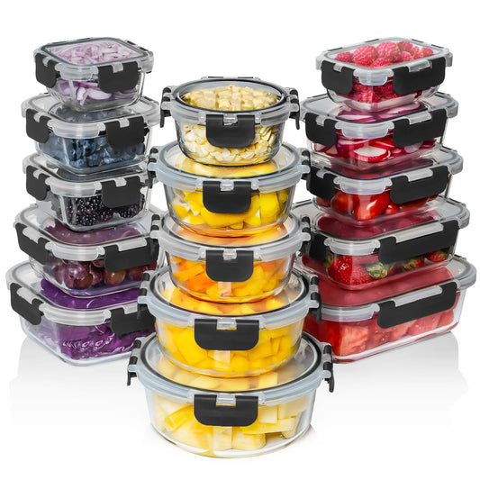Dluxe Ave. 30 PC Glass Food Storage Containers with Lids /Reusable