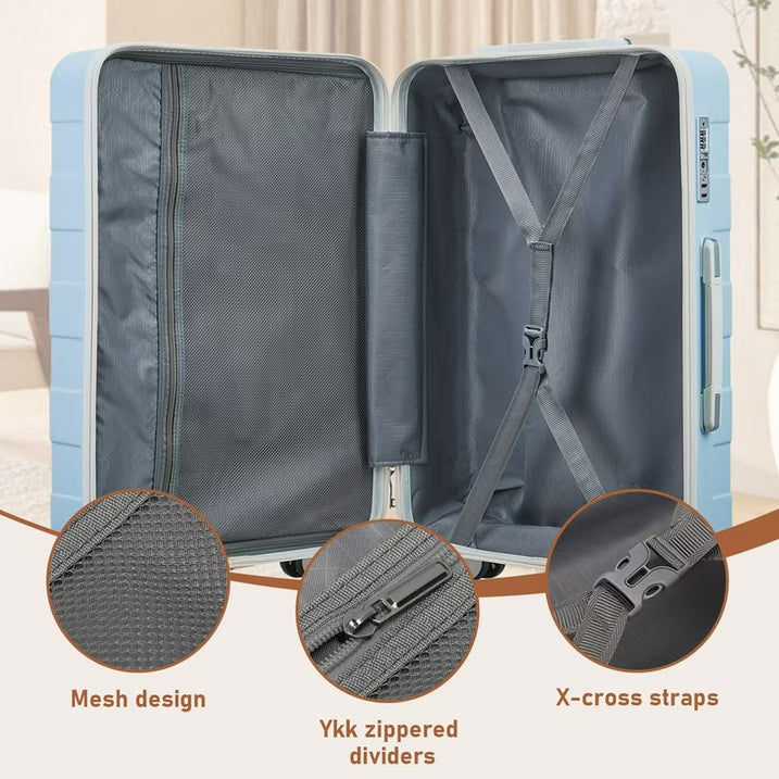 Dluxe Ave. Carry on Luggage/Airline Approved/ Hardside/Spinner Wheels/TSA Lock (Blue) 20-Inch)