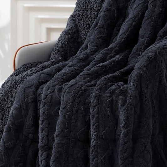 Dluxe Ave.(QUEEN) Sherpa Weighted Blanket, Dual Sided Soft Fuzzy, (Dark Grey)20 lbs/ 60 × 80 inches