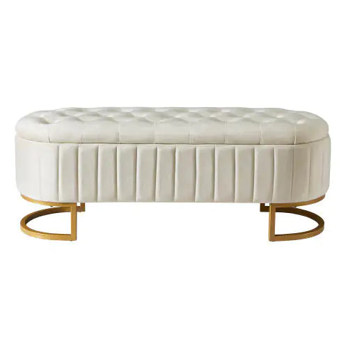 Dluxe Ave. Elegant Fabric Velvet Storage Footstool