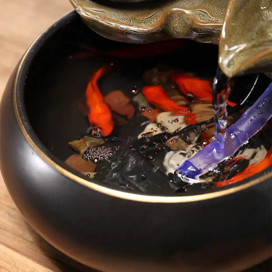 Dluxe Ave. Minimalist Small Ceramic Water Feature for Zen Decor