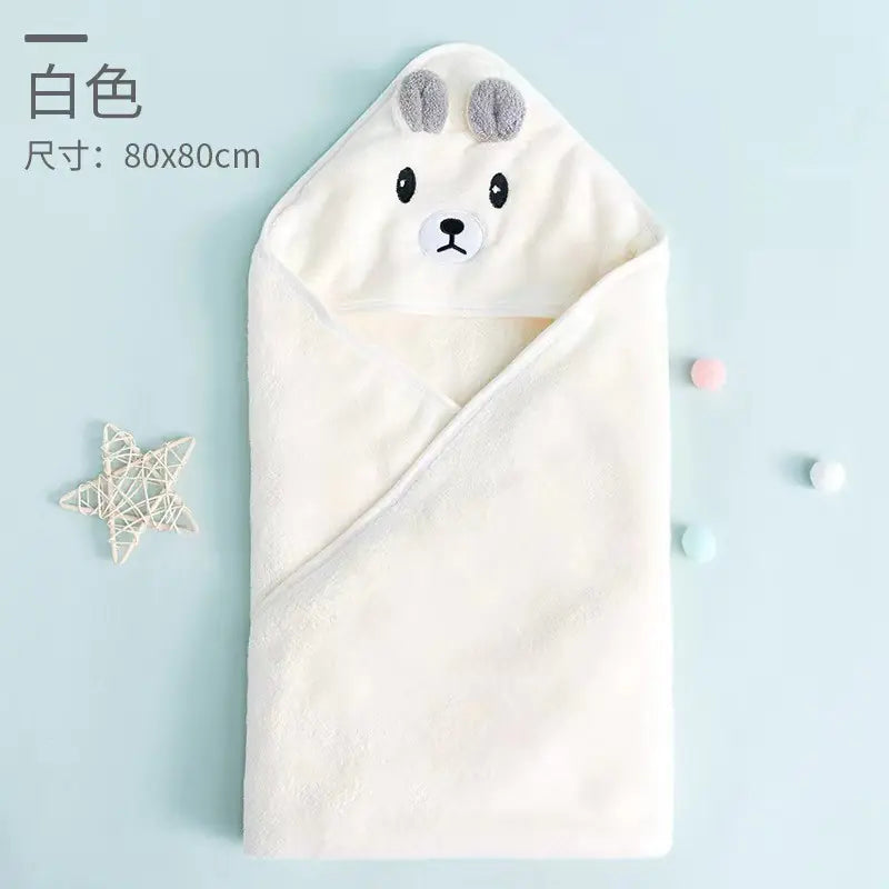 Dluxe Ave. Soft Coral Fleece Hooded Towel for Babies and Kids