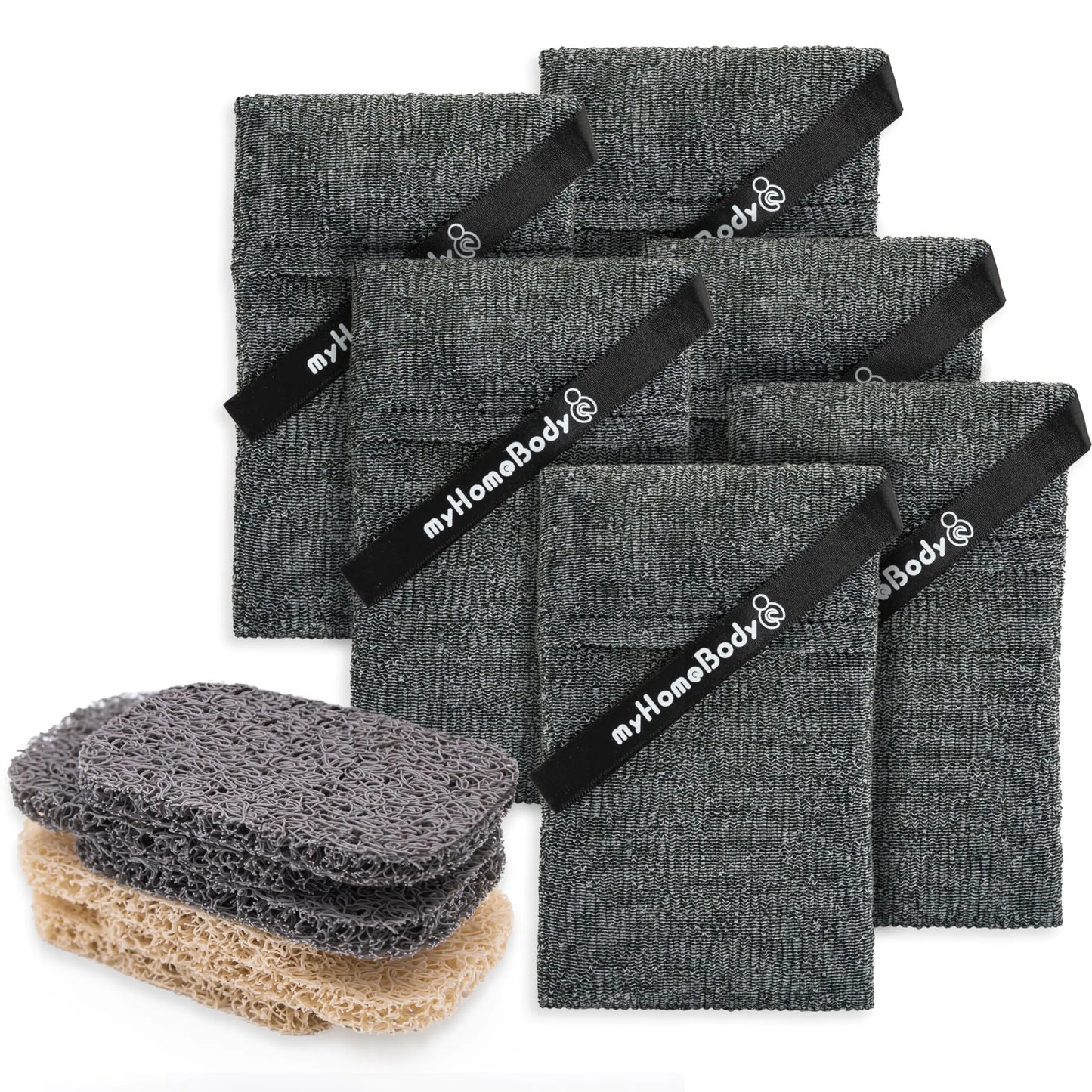 Dluxe Ave. myHomeBody Soap Pocket Exfoliating Soap Saver Pouch Body Scrubber Sponge 6 Soap Lifting Pads