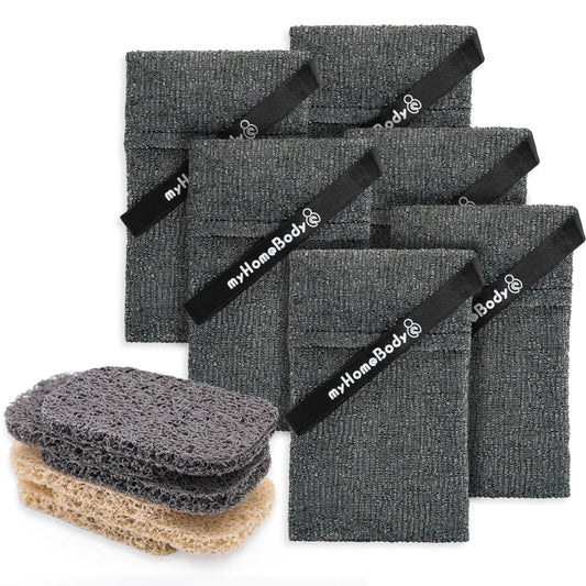 Dluxe Ave. myHomeBody Soap Pocket Exfoliating Soap Saver Pouch Body Scrubber Sponge 6 Soap Lifting Pads