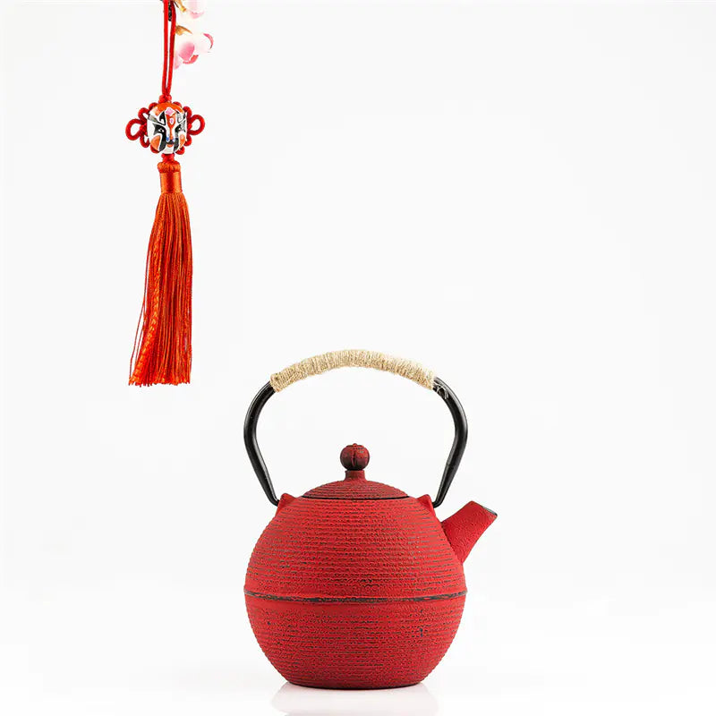 Dluxe Ave. Red and Yellow 680ml Iron Kettle Tea Set