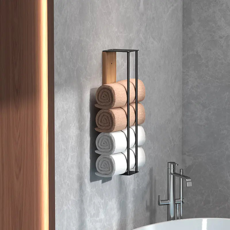 Dluxe Ave. Wall-Mounted Wood & Metal Towel Rack