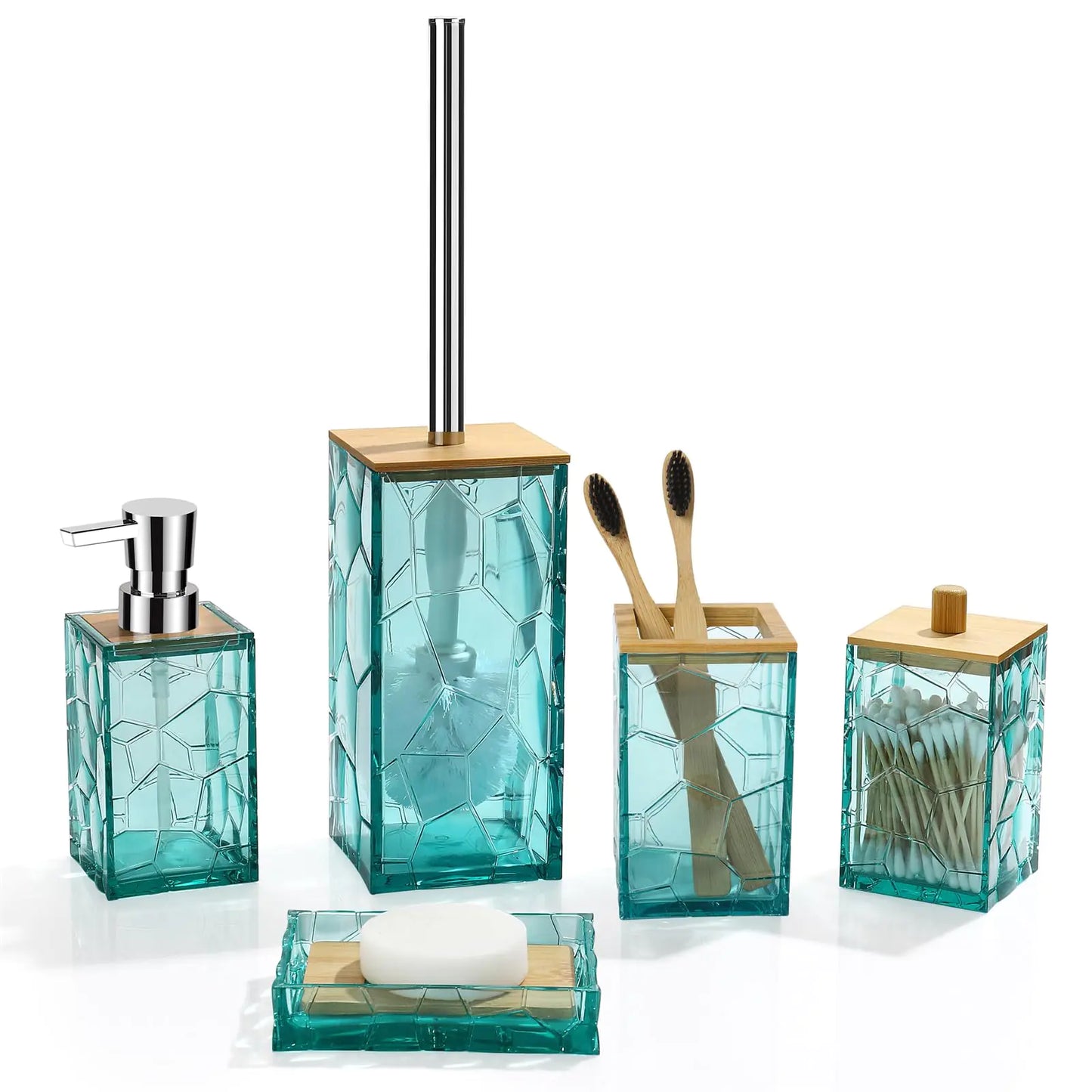 Dluxe Ave. GAHEFY Teal Blue Beach Bathroom Accessories Set (Teal)
