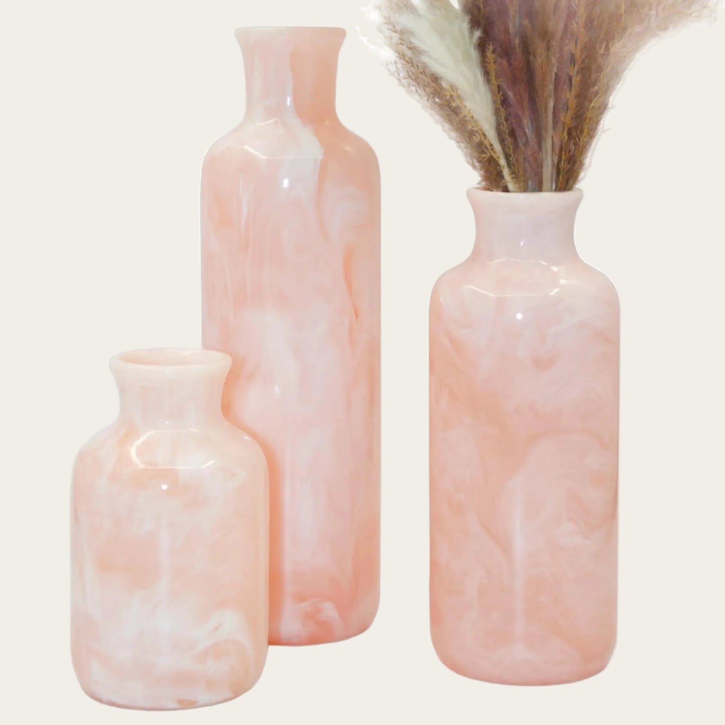 Dluxe Ave. Resin 3 Piece Vase Set (Pink)