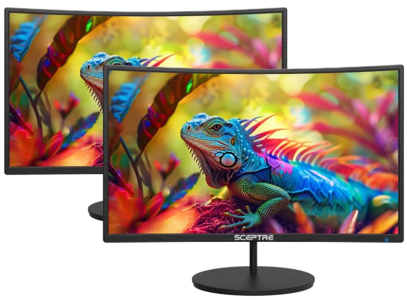 Dluxe Ave. Generic 2X Pack - Curved 27 Inch Monitor FHD 100Hz Computer Monitor HDMI X2 VGA R1500 1ms 100% sRGB Build-in Speakers VESA Mount Tilt Professional and Gaming Monitor – Machine Black 2X Pack