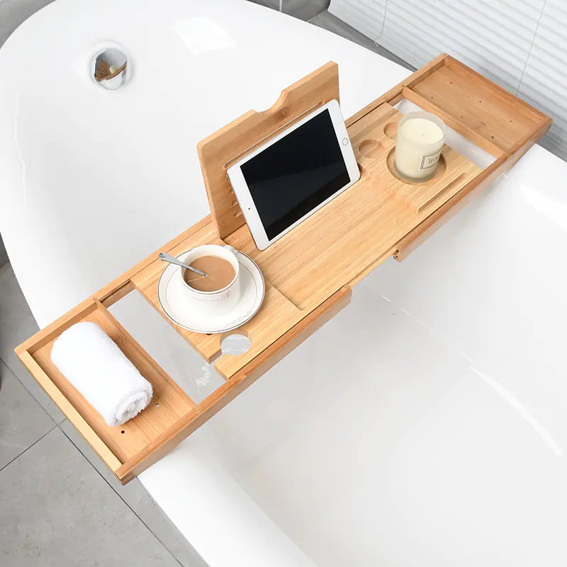 Dluxe Ave. Expandable Non-Slip Bamboo Bathtub Storage Rack