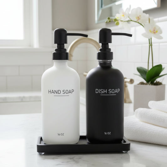 Dluxe Ave. Soap Dispenser Set (White & Black)