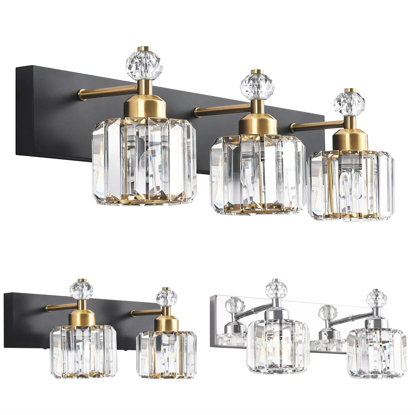 Dluxe Ave. American Crystal Vanity Lighting for Bathroom Mirror