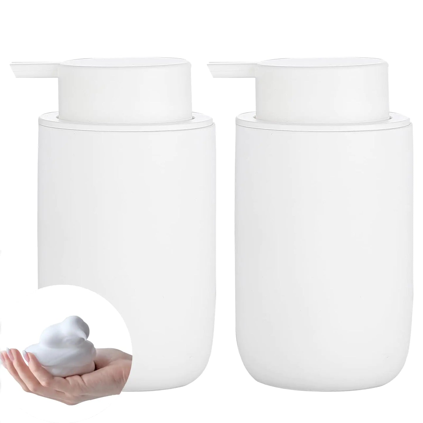 Dluxe Ave. Foaming Soap, Ceramic Hand Dispenser Set, 2 Pack (White)