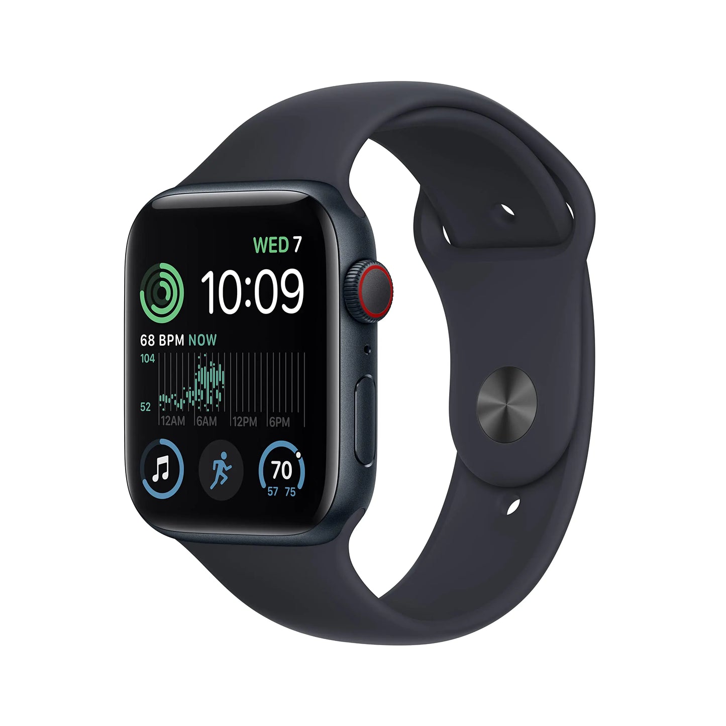 Dluxe Ave. Apple Watch SE (2nd Gen) (GPS + Cellular 44mm) - Midnight Aluminum Case with Midnight Sport Band S/M (Renewed)