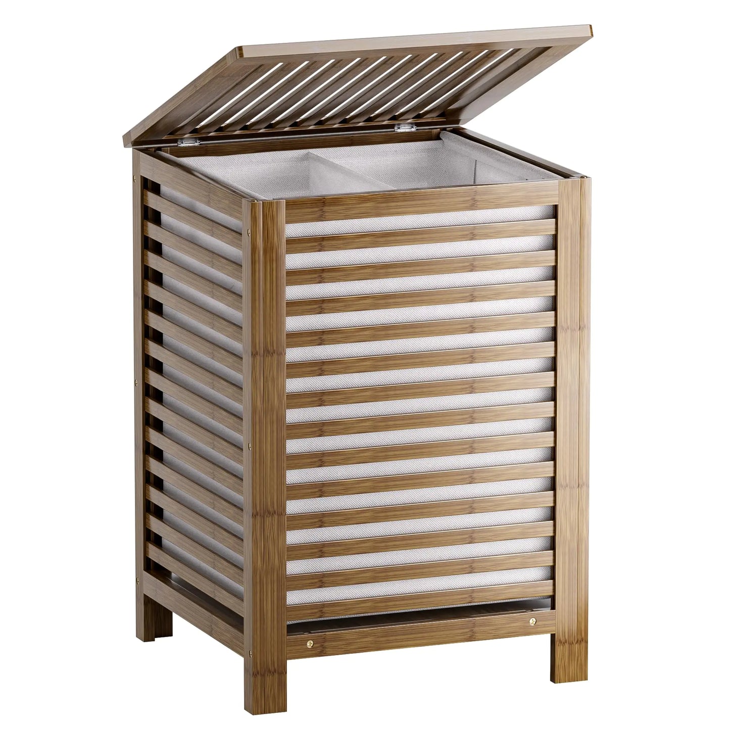 Dluxe Ave. SMIBUY Double Laundry Hamper with Lid 120L Bamboo Laundry Basket with Removable Liner Bag  (Walnut)