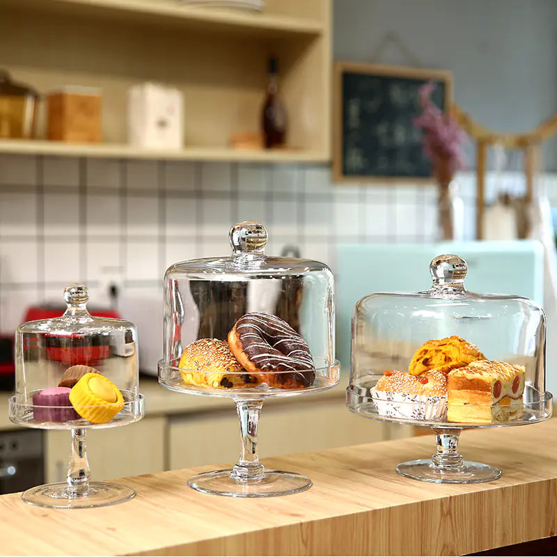 Dluxe Ave. Large Glass Cake Tray with Transparent Dust Cover
