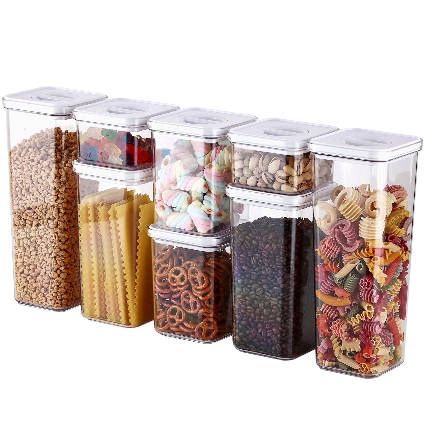 Dluxe Ave. Smart Seal 8pc Patent Airtight Kitchen Pantry Canister/Organizer Clear Plastic Container & Simple Twist Lids