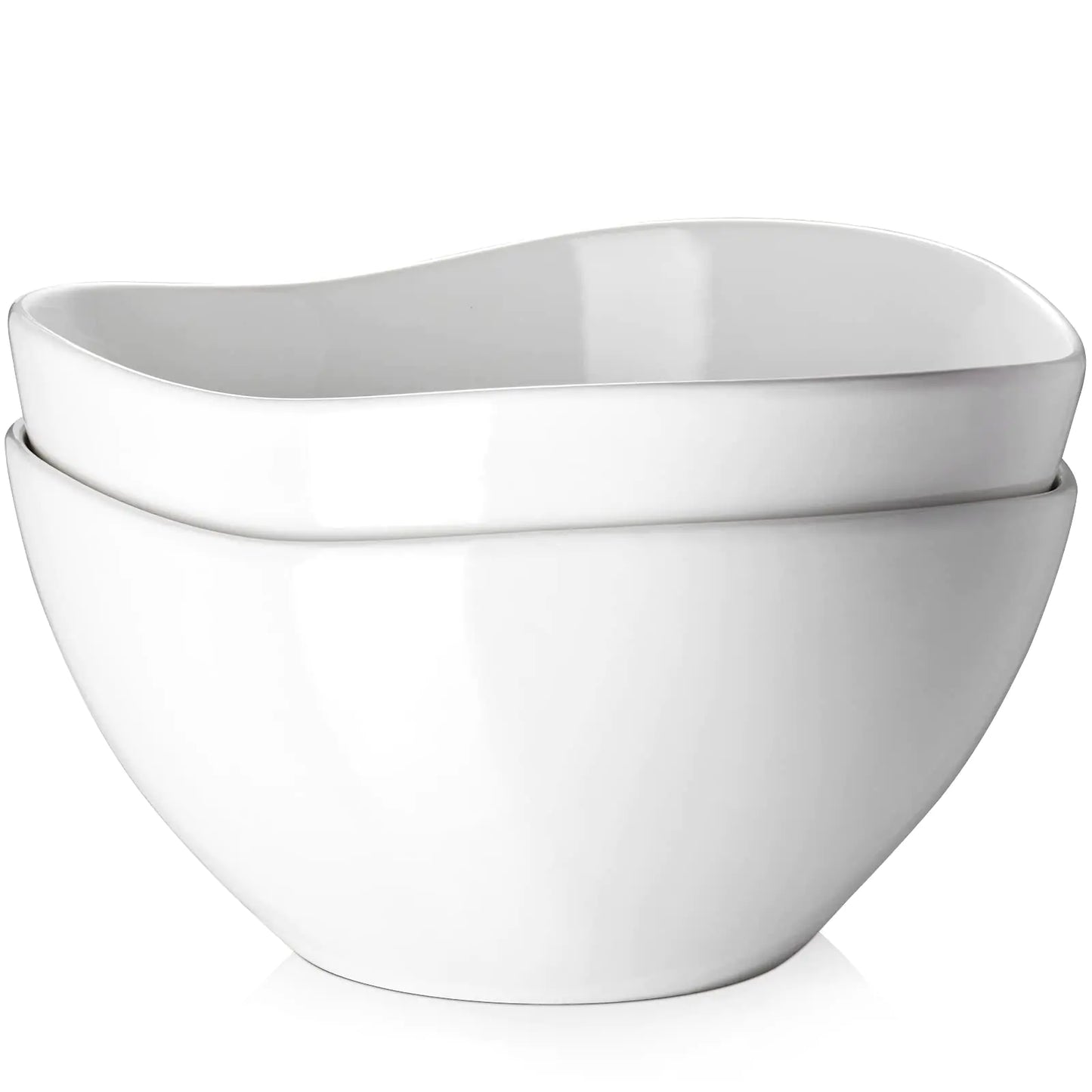 Dluxe Ave. Large Mixing Ceramic Serving Bowls /3.2 Quart Deep 105 Oz Set of 2 / White