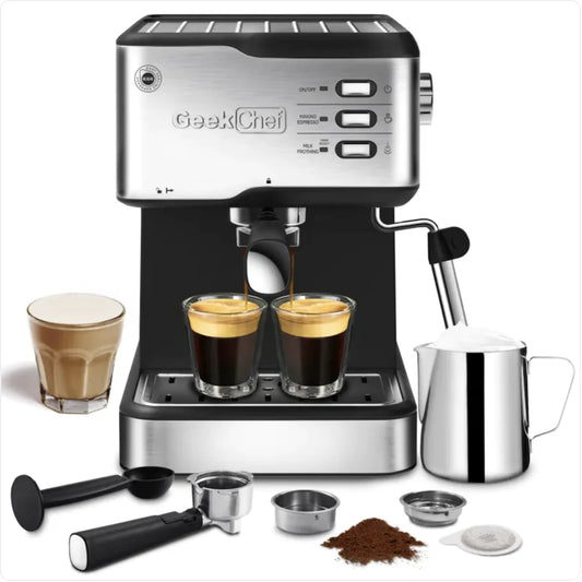 Dluxe Ave. Geek Chef 20-Bar Espresso Machine with Milk Frother