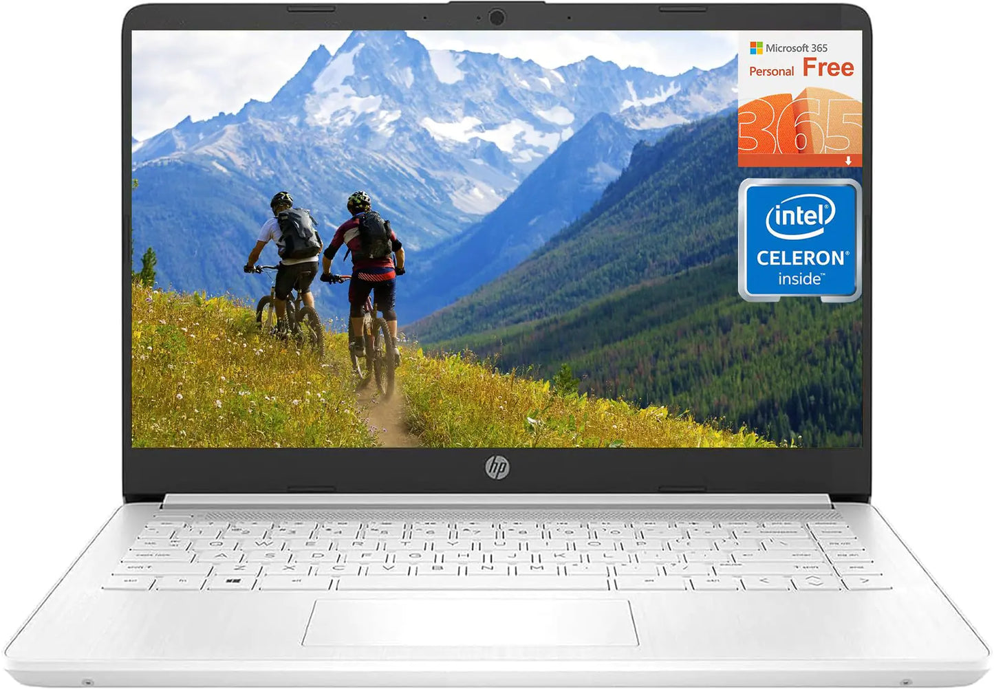 Dluxe Ave. HP 2024 Stream 14 Inch Laptop N4120 White Laptop 16GB RAM + 320GB Storage (64GB eMMC+256GB MSD) 1-Year Office 365 Windows 11 S