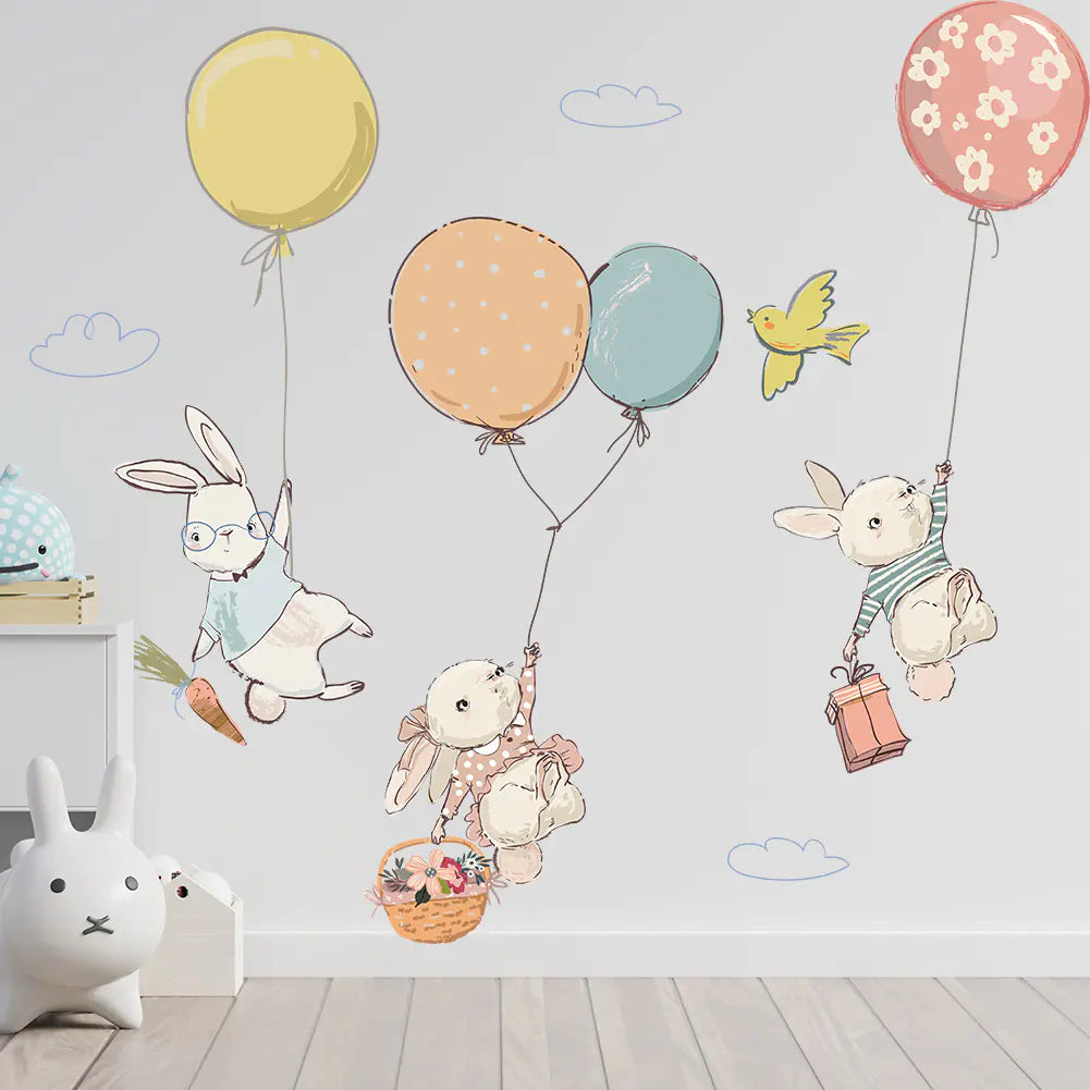 Dluxe Ave. Rabbit Balloon Bird Wall Stickers for Kids' Rooms