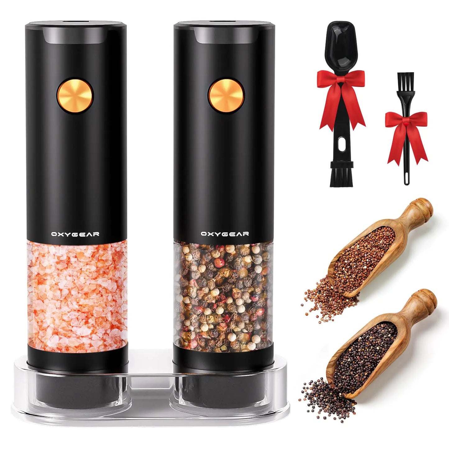 Dluxe Ave. Electric Salt and Pepper Grinder Set (2Pack) Battery Operated Automatic Pepper Grinder