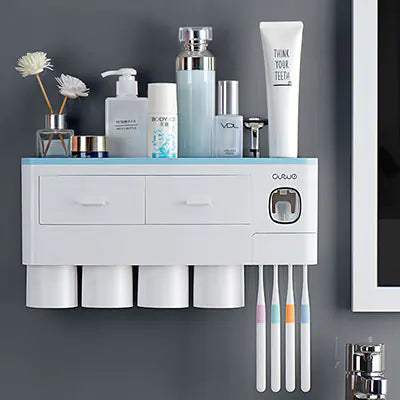 Dluxe Ave. Magnetic Toothbrush Holder Set with Automatic Toothpaste Dispenser