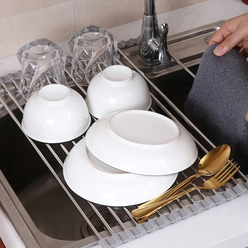 Dluxe Ave. Foldable Roll-Up Dish Drying Rack for Kitchen Sink