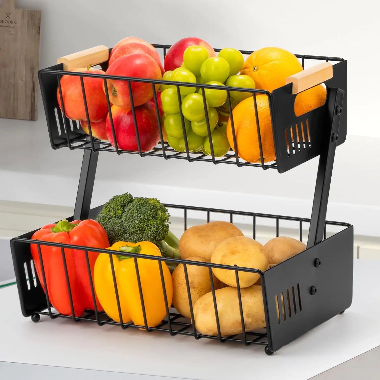 Dluxe Ave. 2 Tier Fruit Basket Bowl for Kitchen Counter