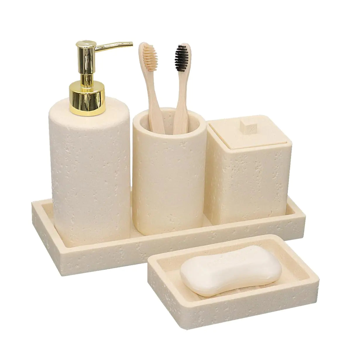 Dluxe Ave. MTYyxk Beige Bathroom Accessories Set 5 Pcs Bathroom Accessory Set