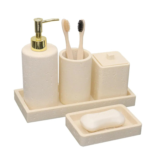 Dluxe Ave. MTYyxk Beige Bathroom Accessories Set 5 Pcs Bathroom Accessory Set