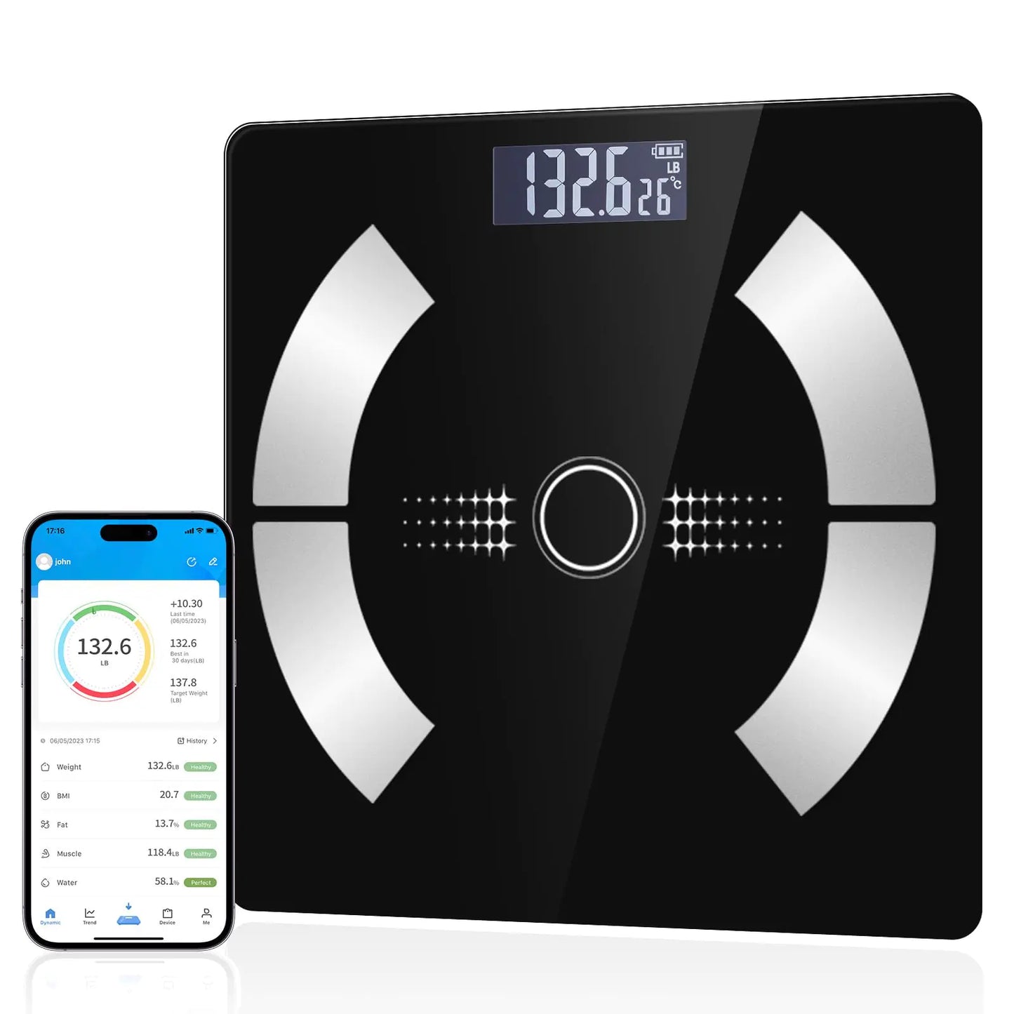 Dluxe Ave.Digital Simple and Practical Body Fat Scale with Led Display Bathroom Scale (Black)