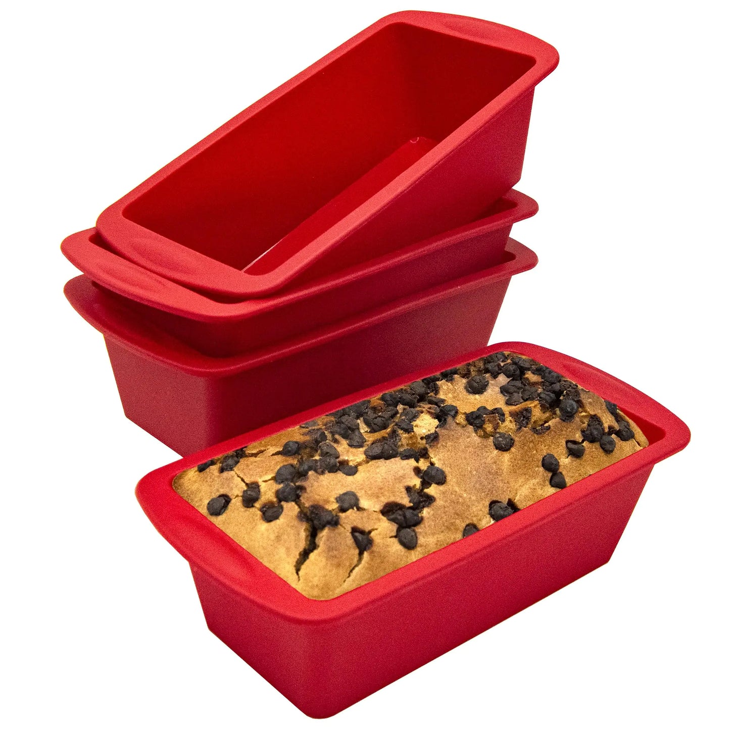 Dluxe Ave. Mini Bread Loaf Pans Silicone/ Set of 4 (Red)