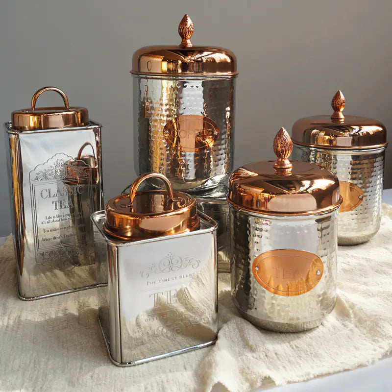 Dluxe Ave. Metal Glass Storage Jar for Coffee and Tea Decor