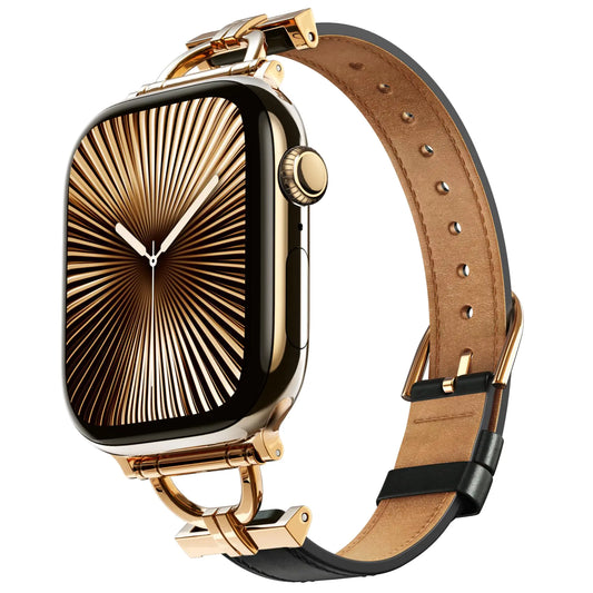 Dluxe Ave. OMECKY Leather Band Compatible with Apple Watch Series 9 8 7 6 5 4 3 42mm 44mm 45mm for Women Designer Slim Geniue Leather Strap for iWatch SE
