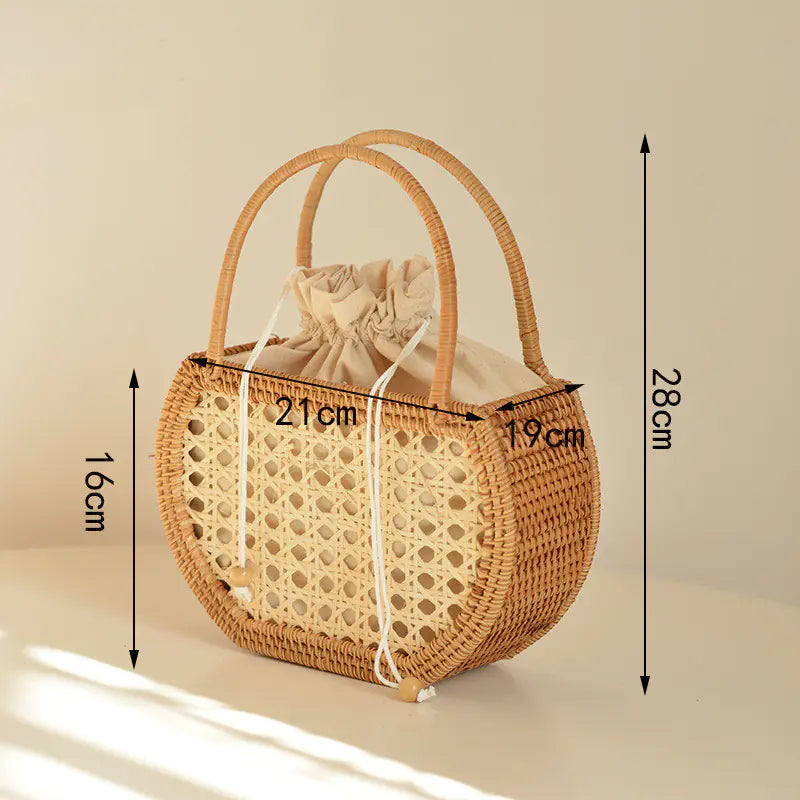 Dluxe Ave. 3 Handwoven Rattan Picnic Basket for Storage and Outings