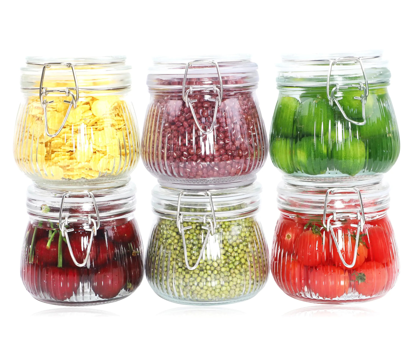 Dluxe Ave. GMCOZY Glass Jar With Airtight Lid 16 Oz-6set Thicken Sealed Food Storage Canister Wide Mouth Mason Storage Jars For Kitchen Pantry Coffee Beans Nuts Baking Goods Tea Spice Cereal Fruits