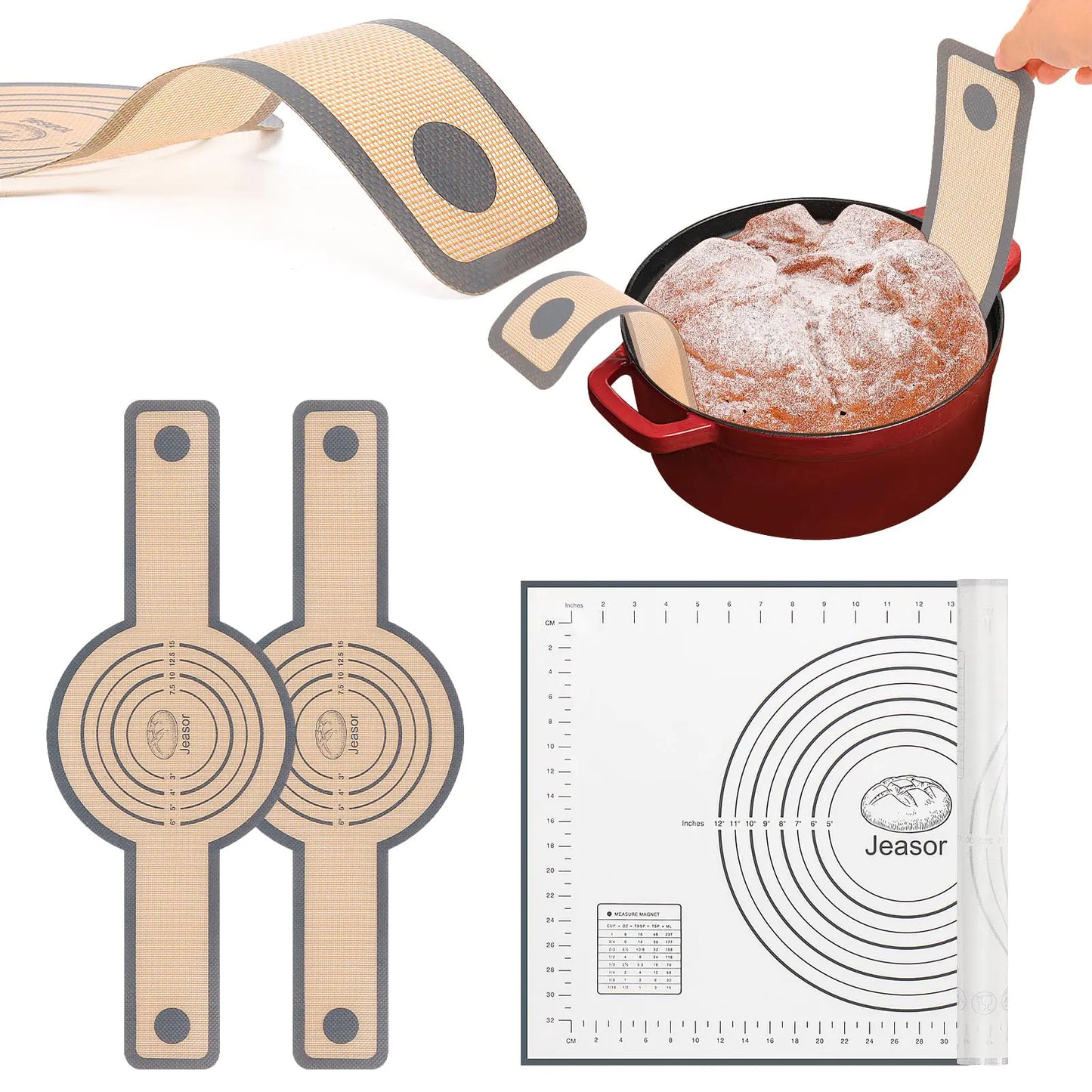 Dluxe Ave. Silicone Baking Mat Set 3 PCS/Bread Sling with Long Handles