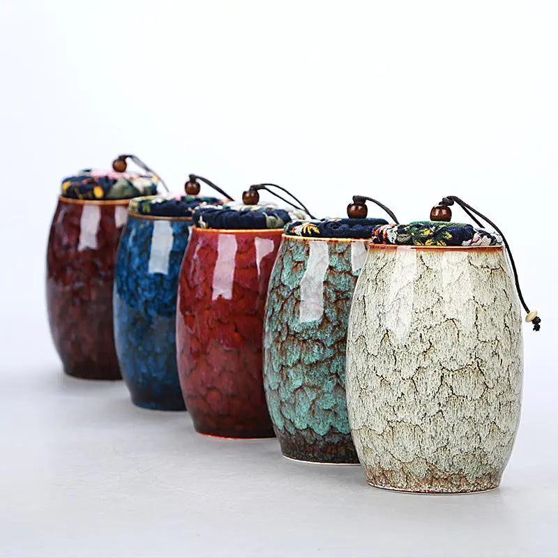 Dluxe Ave. Ceramic Sealed Tea Canister with Reactive Glaze