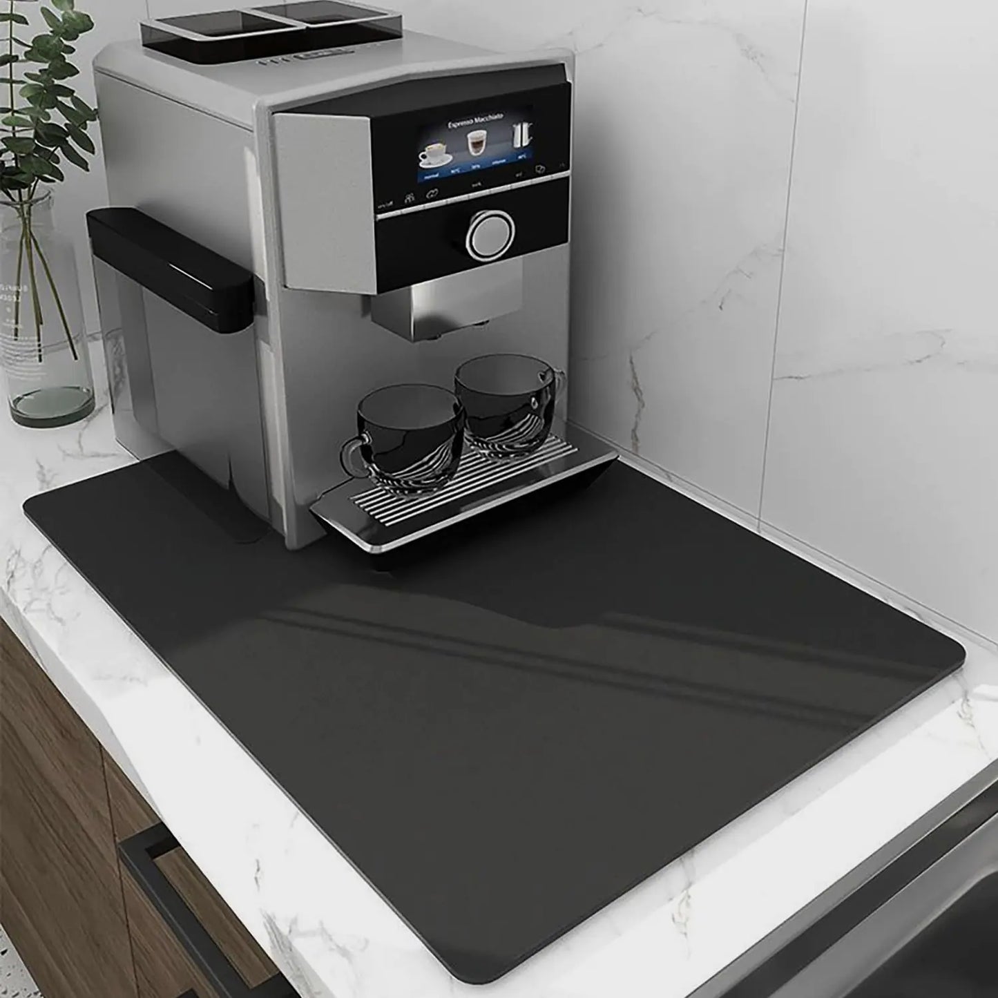 Dluxe Ave. Drying Mat for Kitchen Counter/ Non-slip (Black) 12x19