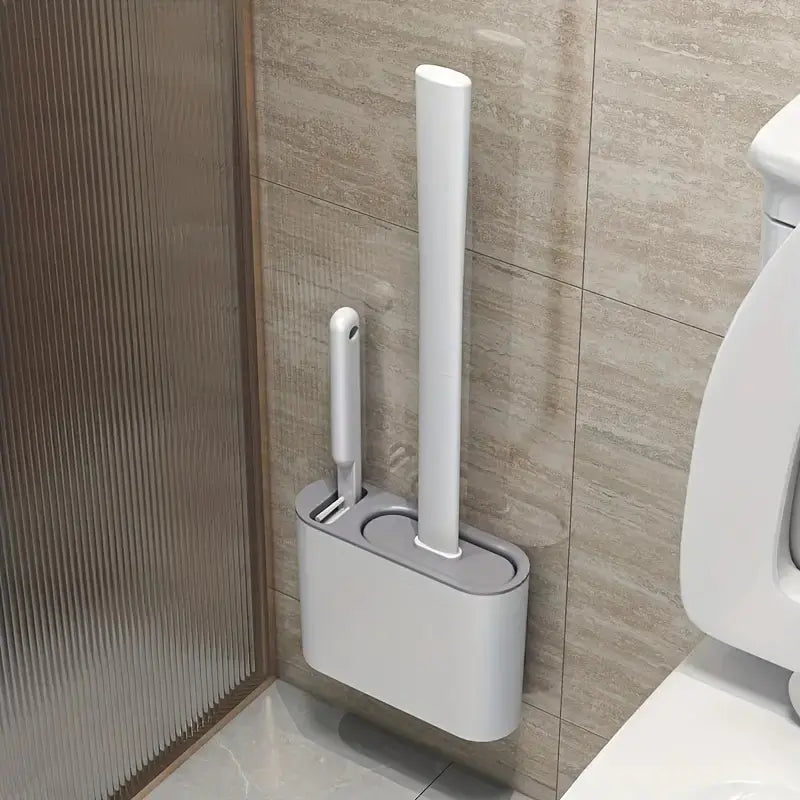 Dluxe Ave. Wall-mounted Toilet Brush and Holder with Silicone Head