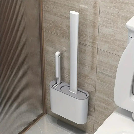Dluxe Ave. Wall-mounted Toilet Brush and Holder with Silicone Head